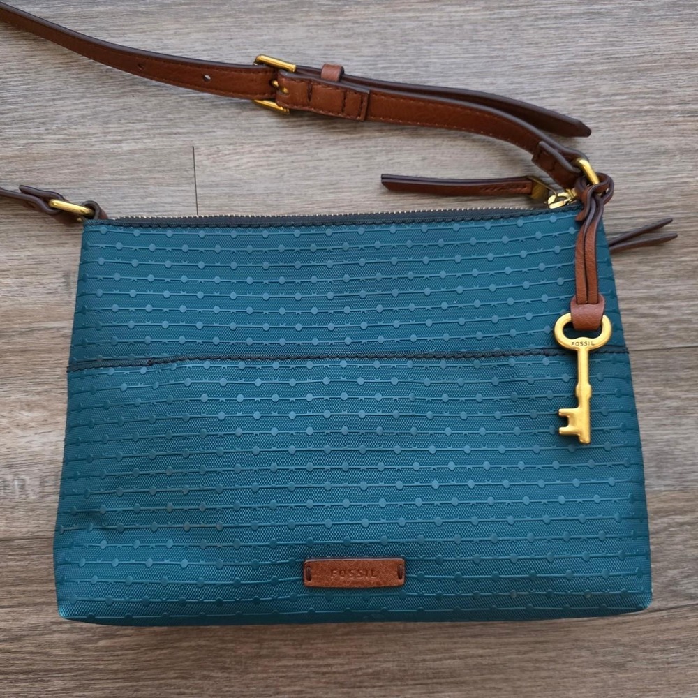 Fossil Teal Crossbody Purse Women Boho Fiona Messenger Bag Medium New Bag